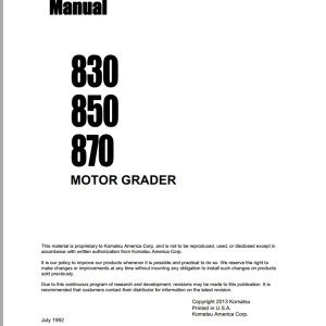 Komatsu 830 850 870 Shop Manual CEBMG58102