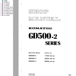Komatsu GD500-2 Series Shop Manual SEBM023AB07