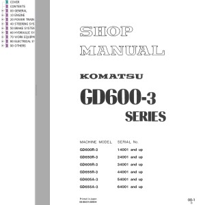 Komatsu GD600-3 Series Shop Manual SEBM023B0303