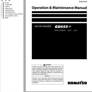 Komatsu GD655-7 Operation & Maintenance Manual TEN01038-00