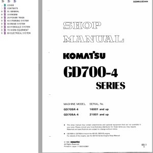 Komatsu GD700-4 Series Shop Manual SEBM023E0404