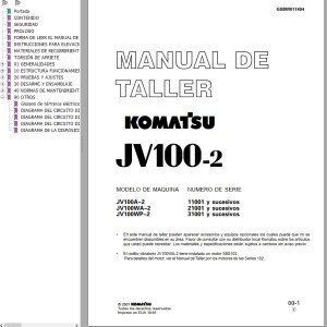 Komatsu JV100A-2 JV100WA-2 JV100WP-2 Workshop Manual GSBM011404 ES