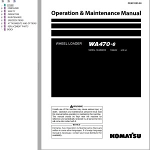 Komatsu WA470-8 Operation & Maintenance Manual PEN01399-00