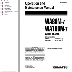 Komatsu WA80M-7 WA100M-7 Operation & Maintenance Manual VENAM03002