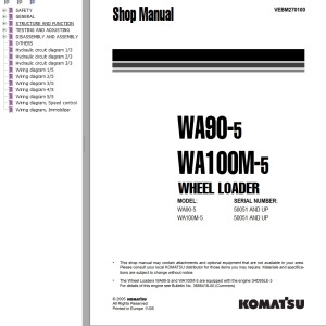 Komatsu WA90-5 WA100M-5 Shop Manual VEBM270100