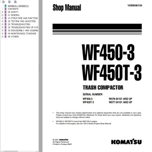 Komatsu WF450-3 WF450T-3 Shop Manual VEBM080100