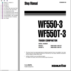 Komatsu WF550-3 WF550T-3 Shop Manual VEBM090100
