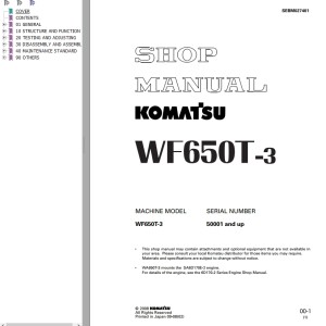 Komatsu WF650T-3 Shop Manual SEBM027401