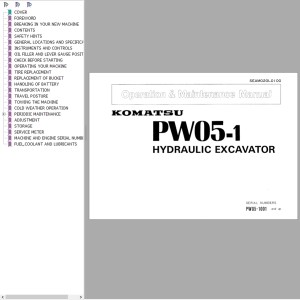 Komatsu PW05-1 Operation & Maintenance Manual SEAM020L0100