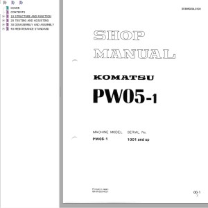 Komatsu PW05-1 Shop Manual SEBM020L0101
