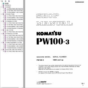 Komatsu PW100-3 Shop Manual SEBM020D0304