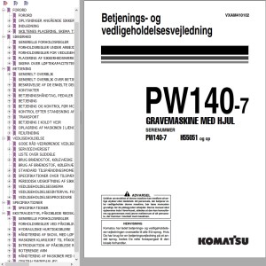 Komatsu PW140-7 Operation & Maintenance Manual VXAM410102 Danish