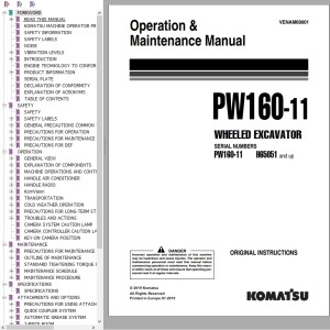 Komatsu PW160-11 Operation & Maintenance Manual VENAM69001