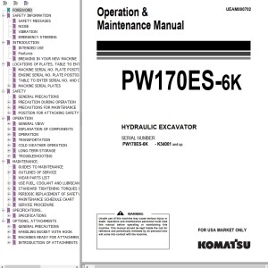 Komatsu PW170ES-6K Operation & Maintenance Manual UEAM000702