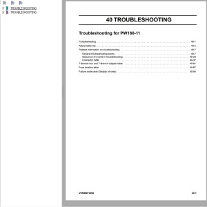 Komatsu PW180-11 Troubleshooting VENBM73000