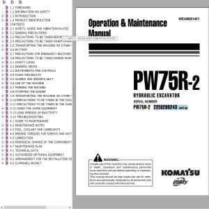 Komatsu PW75R-2 Operation & Maintenance Manual WEAM001401