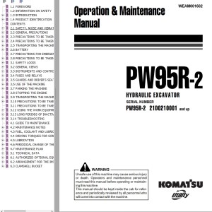 Komatsu PW95R-2 Operation & Maintenance Manual WEAM001602