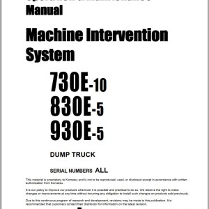 Komatsu 730E-10 830E-5 930E-5 Machine Intervention System Operation & Maintenance Manual CEAM033800