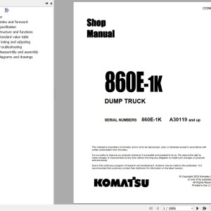 Komatsu 860E-1K Shop Manual CEBM037900