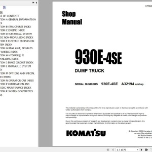 Komatsu 930E-4SE Shop Manual CEBM039000