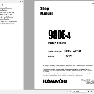 Komatsu 980E-4 Shop Manual CEBM037400
