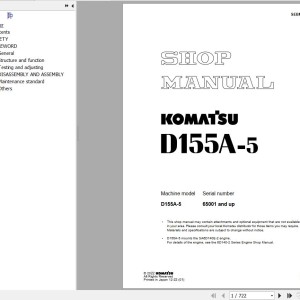 Komatsu D155A-5 Shop Manual SEBM023302