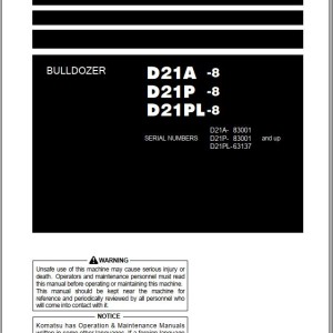 Komatsu D21A-8 D21P-8 D21PL-8 Operation & Maintenance Manual PEN01113-03