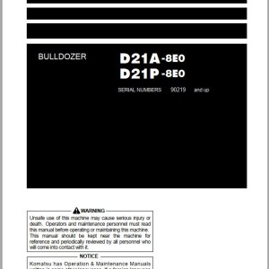 Komatsu D21A-8E0 D21P-8E0 Operation & Maintenance Manual PEN00519-06