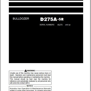 Komatsu D275A-5R Operation & Maintenance Manual PEN01260-07