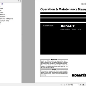 Komatsu D275A-6 Operation & Maintenance Manual PEN01643-05