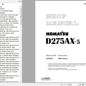 Komatsu D275AX-5 Shop Manual SEBM025518