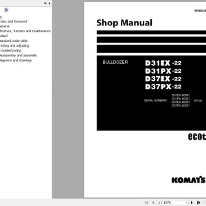 Komatsu D31EX-22 to D37PX-22 Shop Manual SEN04343-11