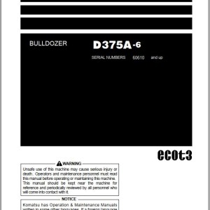 Komatsu D375A-6 Operation & Maintenance Manual PEN01439-07