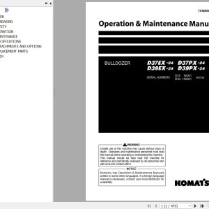 Komatsu D37EX-24 to D39PX-24 Operation & Maintenance Manual TEN00987-07