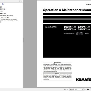 Komatsu D37EXI-24 to D39PXI-24 Operation & Maintenance Manual TEN01095-00