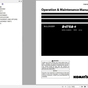 Komatsu D475A-8 Operation & Maintenance Manual TEN01081-01