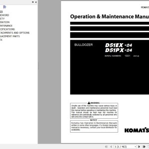 Komatsu D51EX-24 D51PX-24 Operation & Maintenance Manual PEN01721-02