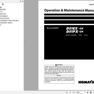 Komatsu D51EX-24 D51PX-24 Operation & Maintenance Manual TEN01044-04