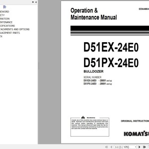 Komatsu D51EX-24E0 D51PX-24E0 Operation & Maintenance Manual EENAM04141