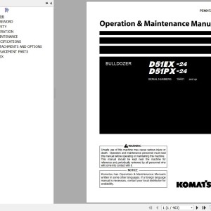 Komatsu D51PX-24 D51PX-24 Operation & Maintenance Manual PEN01721-03