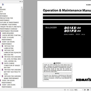 Komatsu D51PX-24 D51PXI-24 Operation & Maintenance Manual KEAM104403