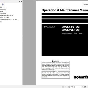 Komatsu D51PXI-24 D51PXI-24 Operation & Maintenance Manual TEN01096-00
