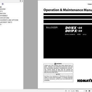 Komatsu D61EX-24 D61PX-24 Operation & Maintenance Manual TEN01124-00