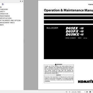 Komatsu D65EX-18 D65PX-18 D65WX-18 Operation & Maintenance Manual PEN01671-04