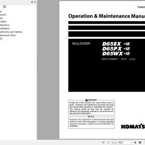 Komatsu D65EX-18 D65PX-18 D65WX-18 Operation & Maintenance Manual TEN00958-04