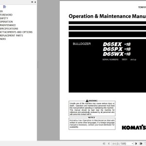 Komatsu D65EX-18 D65PX-18 D65WX-18 Operation & Maintenance Manual TEN01018-04
