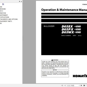 Komatsu D65EX-18E0 D65PX-18E0 D65WX-18E0 Operation & Maintenance Manual PEN01833-00