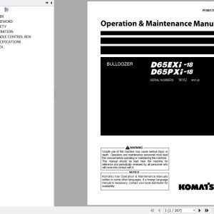 Komatsu D65EXI-18 D65PXI-18 Operation & Maintenance Manual PEN01780-01