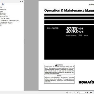 Komatsu D71EX-24 D71PX-24 Operation & Maintenance Manual TEN01043-03
