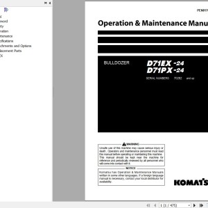 Komatsu D71PX-24 D71PX-24 Operation & Maintenance Manual PEN01701-06